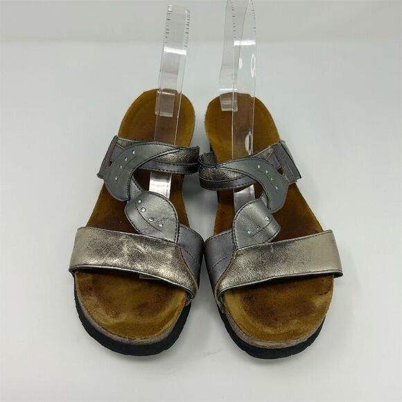 Naot Kimberly Silver and Gold Slip On Wedge Sandal Size 10** Casual Summer - Picture 4 of 11